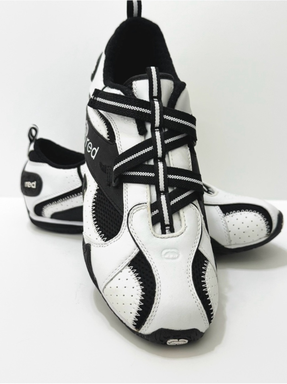 Marc Ecko  White and Black Athletic Sneakers with Strap Detail size 9